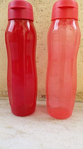 Tupperware Aquaslim Flip Top Wasserflaschen-Set, 1 Liter, 2 Stück, mehrfarbig