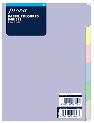 Filofax A5 Pastell 6 Blanko-Register.