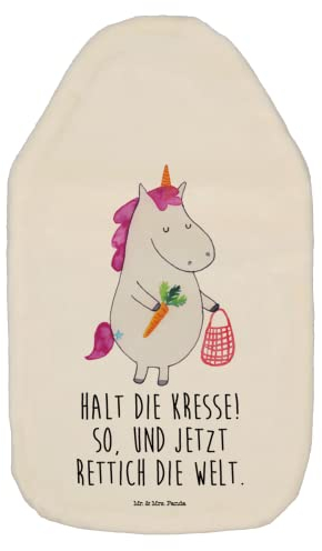 Mr. & Mrs. Panda Wärmflasche Einhorn Gemüse - Geschenk, Einhorn Deko, Unicorn, Wärmekissen, Wärmflaschenbezug, Bettflasche, Kinderwärmflasche,