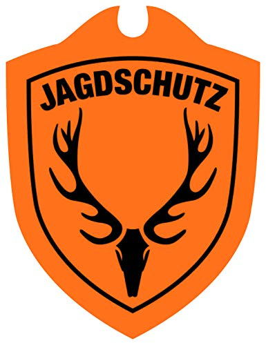 Waidmannsbruecke Jagdschutz Hubertushirsch Jagd Auto Schild, Signal Orange, 1 SZ