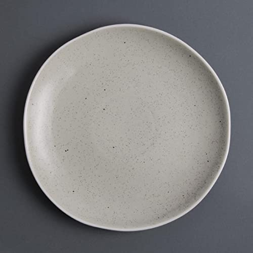 Olympia Chia Uneven Edge Porcelain Plates 270mm, Pack of 6, Sand | Protected by an Edge Chip Warranty and finished with a reactive glaze to withstand busy commercial hospitality use.