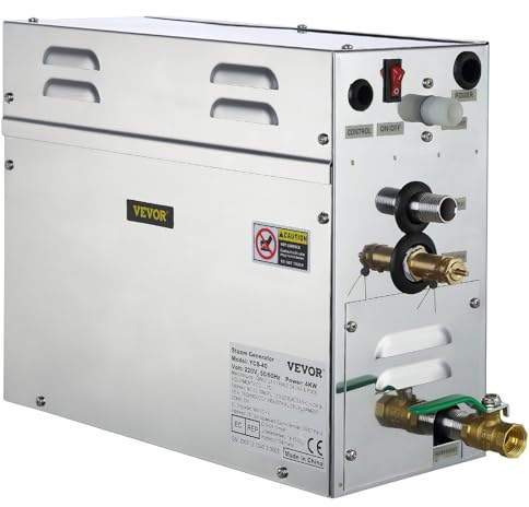 VEVOR ST-40 Générateur de Vapeur Douche Sauna Spa Maison 3-5 m³ Vapeur de Générateur avec Panneau de Contrôle 4KW Phase Unique Gamme de Température 35 55 ℃ Hôtels Piscines