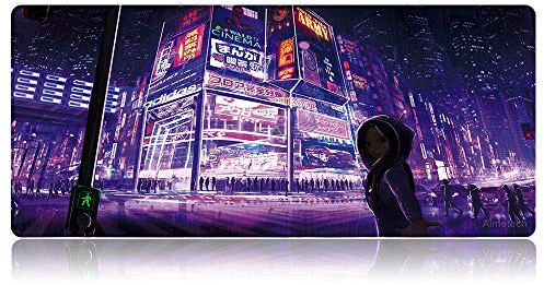 Bimormat Tappetino per mouse da gioco grande (900 x 400 mm) XXL Large Anime, bordi cuciti, superficie impermeabile, base in gomma antiscivolo (90 x 40 X9roadgirl)
