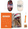 myboshi Häkelset Beanie Hotto, Ink. Marble und No.1 Wolle, Nadel und Anleitung, für Mütze und Schal, Häkelpaket, 30% Merinowolle Beige mit Häkelnadel