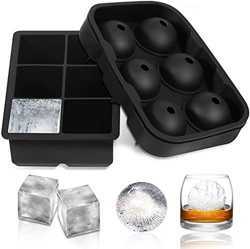 vichope Eiswürfelformen aus Silikon (2er-Set) 6 Fächer Silikon-Eiswürfelbehälter Whiskey-Eiswürfelbereiter Silikonformen für Party-Bars,Geeignet Cocktails, Whisky, wiederverwendbar