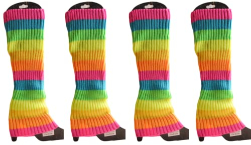 CHENGZI Beinstulpen, gerippt, gestrickt, Beinwärmer, Custume, Party, Sport, Yoga, Beinstulpen für Frauen und Mädchen, 2 Paar, bunt, One size