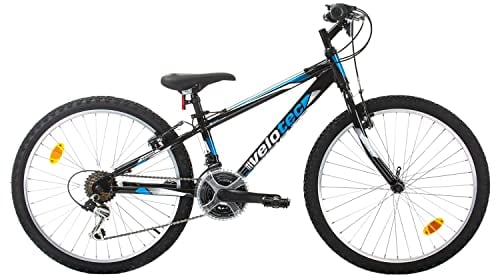 Multibrand Distribution Probike Tempo 24 Zoll Fahrrad Mountainbike ALU Rahmen 18 Gang für Jungen, Mädchen geeignet ab 130 cm - 155 cm (Schwarz Blau, 279)