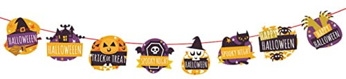Halloween-Papierfahne, Party-Dekorationen, Banner zum Aufhängen, dekoratives Zubehör für Halloween-Partys, für drinnen und draußen, Heimwanddekoration, Befestigung Hängestuhl (A, One Size)