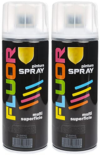 Etrexonline Pintura Spray Multicolor Profesional 400ml Adecuado Metal Madera y Plástico - Color Barniz Brillante (Paquete de 2)