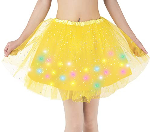 Kefiyis Tüllrock Damen LED Tütü Erwachsene Teenager Tutu Party Ballett Tanzen Fancy Dress Halloween Kostüm