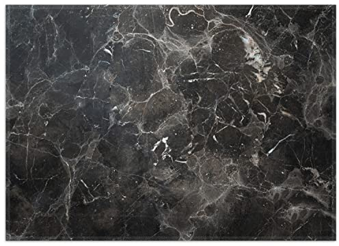 Wallario Rutschfester, Teppich mit Motiv - Fußmatte Schwarze Marmor-Optik, Größe 50 x 70 cm - flachgewebt