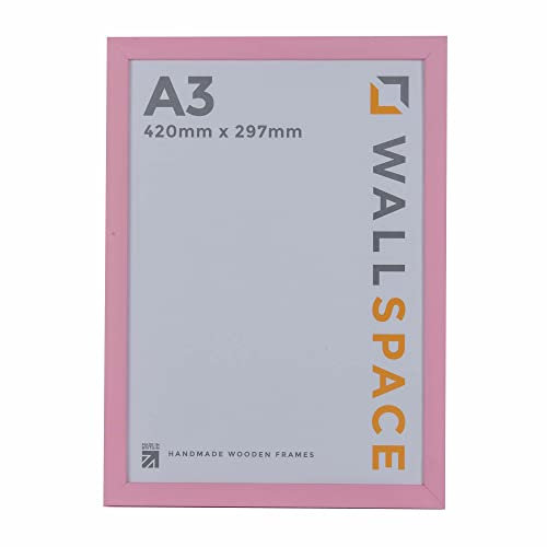 Wall Space Modern Pink A3 Frame with REAL GLASS and SOLID WOOD - Perfect for A3 Print or Photo - Made in UK (420 x 297 mm)