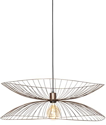 Qazqa - Design Design-Hängeleuchte Dunkelbronze mit doppeltem Schirm - Pua I Wohnzimmer I Schlafzimmer - Stahl Rund - LED geeignet E27