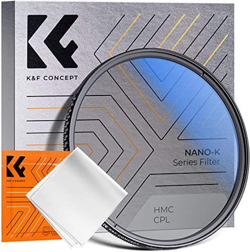 K&F Concept Filtre CPL 46mm Polarisant Slim + Chiffon de Nettoyage en Microfibre Emballé sous Vide pour Objectif Appareil Photo