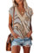 GRMLRPT Maglietta Donna Manica Corta Scollo V Camicia Elegante Cerimonia Moda Camicetta Blusa Moda Top Tee T-Shirt Tunica Casual Shirt(Beige,L)