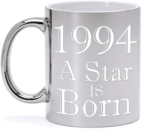 Taza de cerámica metalizada plateada para cumpleaños de 30 años A Star IS BORN