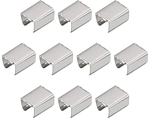sourcing map 100Stk Umklappen Crimp Kappen 12 x 10mm Farbband Ende Verschluss Spitzen Klemme Seilenden für Schmuck DIY Handwerk Herstellung Weiß Nickel