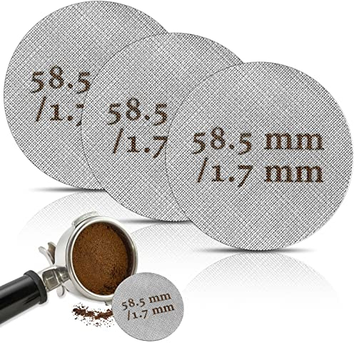 Huiguli Puck Screen 58.5mm, 3Pcs 58mm Puck Filter for Coffee, Coffee Puck Filter 1.7mm Thickness 150μm, 316 Stainless Steel Reusable Coffee Filter for Espresso Home Office