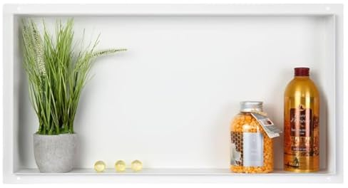 KOLMAN Duschregal Unterputz Badezimmer Regal 30x60x7 cm Weiß Duschnische Wandnische aus Edelstahl