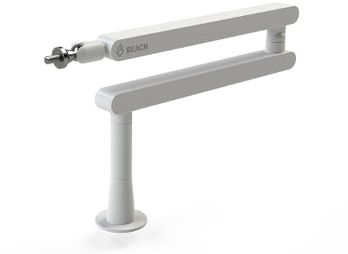 BEACN Mic Stand - Studio-Quality Low Profile Adjustable Microphone Arm with 360° Rotation, Cable Management, Easy Clamp, Universal Fit For Streaming, Podcasting, Gaming (White)