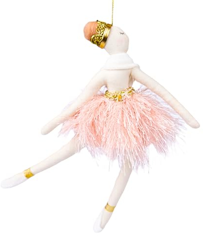 Light Pink Ballerina Doll 14x20cm - Christmas Tree Hanging Decorations Festive Decorative Ornaments Fairy Tale Themed Xmas Tree Pendant