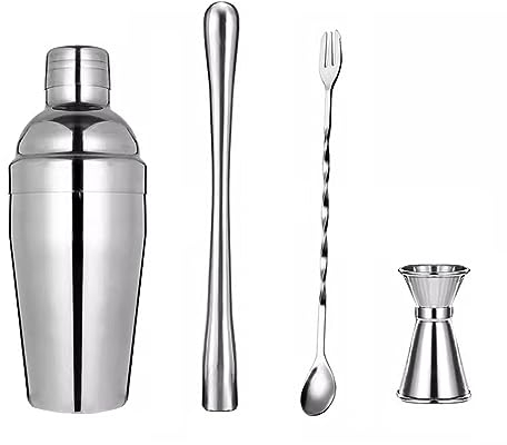 Cocktail Shaker Shaker in vetro Set Shaker graduato con ricetta Miscelatore a tre stadi Strumento for cocktail Agitatore manuale Shaker per Bevande Miste (Color : 04)