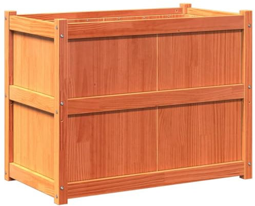 vidaXL Pflanzkübel, Blumenkübel mit viel Platz, Pflanzkasten Übertopf für Garten Terrasse Balkon, Blumentopf Blumenkasten, Wachsbraun Massivholz Kiefer