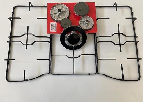 FIGEVIDA SET completo 3 griglie smaltate nere 5 bruciatori in alluminio e piattelli in ghisa neri lucidi KIT P1560 /C COMPATIBILE PER FRANKE