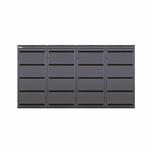 BIO Stefan® Dagobert Box pour poubelles Set de 4 pièces 120L | Acier galvanisé | Habillage Robuste pour poubelles | Box à déchets, abri à déchets | utilisable comme boîte à Paquets
