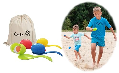 Outdoors Fun - Eierlauf Spiel, Das Einfache Outdoor-Spiel für Kinder und Erwachsene, Spiel für Geburtstage, Jahrmärkte, Sportfeste, Familienspiel im Freien