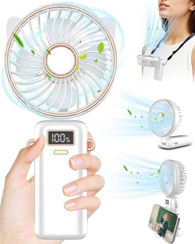 Kouric Ventilador de Mano Recargable,Mini Ventilador Portatil 3 en 1,Portable Fan Plegable,Ventiladores Pequeño Portatil con Base,Ventiladores Portátil Recargable-Blanco