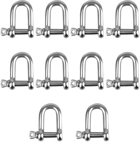 Grillo a D, 10 pezzi Grillo di Ancoraggio, Grillo a D M6 in Acciaio Inox, Grillo a D in Acciaio Inox 304, Grillo Dritto a D, Portante Tipo D Grillo, per Catena di Cavi di Sartiame