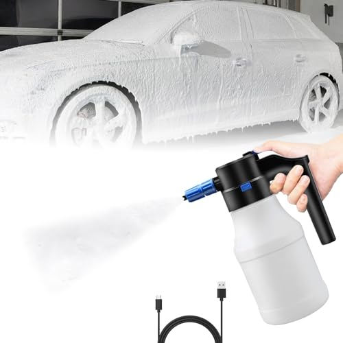CXINLky Pulvérisateur de mousse électrique 1500 ml pour voiture avec grand angle de 75 °, pulvérisateur de mousse USB à piles pour la maison, le jardin, l'entretien de la voiture - 1 pièce