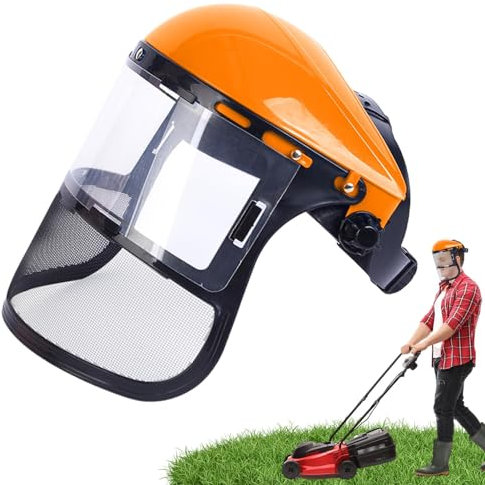 Strimming Face Shield Logging Helmet, Safety Visor Helmet with Face Guard Protection Forestry Gardening Hat for Logging Lawn