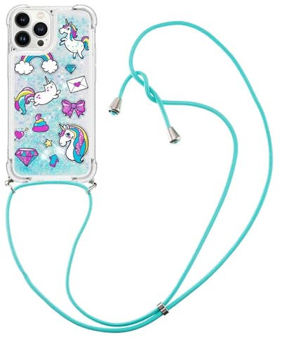 GoodcAcy Kompatibel mit iPhone 6s/6 Plus Hülle mit Band,Handyhülle Glitzer mit Kette TPU Slim Bumper Kratzfest Transparent Stoßfest Schutzhülle mit Kordel,Pferd