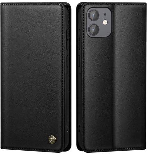 GUCASBE Handyhülle für iPhone 11 Hülle Schutzhülle für iPhone 11 Premium PU Lederhülle Wallet Flip Case Tasche Magnet Kartenfach Standfunktion Klappbar für iPhone 11 Hülle, Schwarz