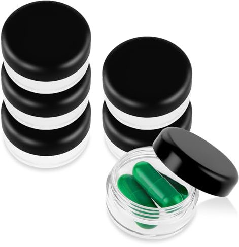 Dimeho Kleine Pillendose, 5 Stück Tragbar Mini-Pillendose, BPA-frei, kleine Pillen-Organizer-Box, Kleine Medikamentenbehälter, Durchsichtige Pillendosen-Organizer(Schwarz)