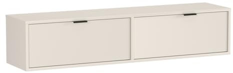 Wena Mobel TV Lowboard Hängend 140cm Lang | TV Schrank mit 2 Türen | TV Regal Hängend | Fernsehschrank Schwebend | TV Unterschrank für Wohnzimmer (Kaschmirbeige)