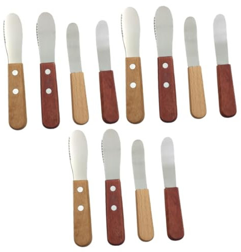 MAGICLULU 3 Juegos Cuchillo De Mantequilla Kitchen Gadgets Cheese Grater Tirador Madera Butter Knife Mango De Madera Cortadores Para Hornear Cortadores De Queso Acero Inoxidable 4 Uds * 3