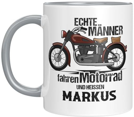 Personalisierte Tasse mit Namen - Echte Männer fahren Motorrad - Wunschname - Biker - Motorradfahrer - Geschenkidee - Mann - Nostalgie - Geburtstagsgeschenk