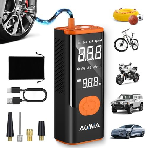 AOMIA Tire Inflator Portable Air Compressor, 150PSI Air Pump for Car Tires with 20000mAh Battery Smart 3X Inflation Cordless Air Pump with Digital Pressure Gauge for Car, Bike, Motorcycle, Balls