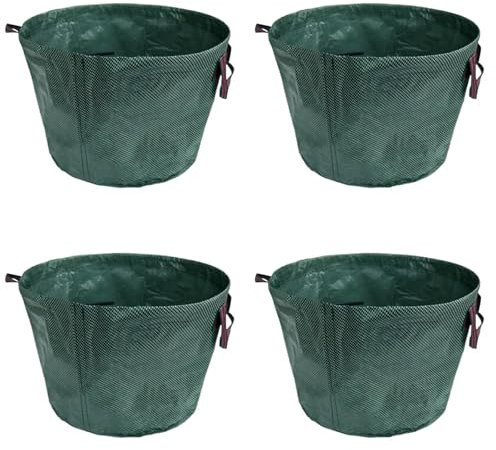 RLVYTA Sac Dechets Sac de jardin de grande capacité 50l, sac à feuilles, poubelle légère pliable, conteneur de déchets de jardin, sac de rangement Sacs de Jardin(4PCS)