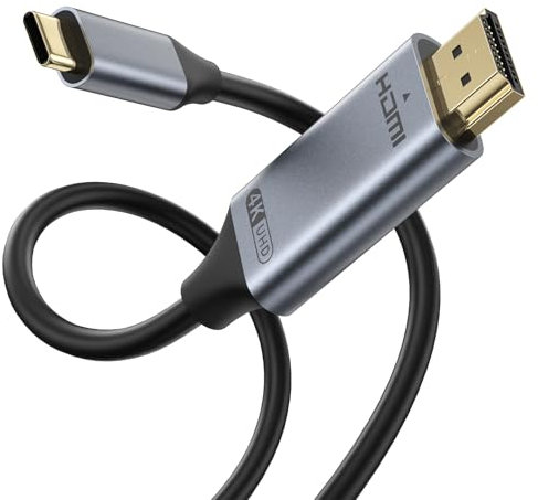 Amzpas USB C To HDMI,2M Cavo HDMI USB C 4K a 30Hz UHD Thunderbolt 3/4 per iPhone 16 Pro/Max/iPhone 15,MacBook Pro/Air,iMac,iPad Pro/Air,Samsung S23/S22/S10,Huawei P40 /P30,Dell XPS (2M)