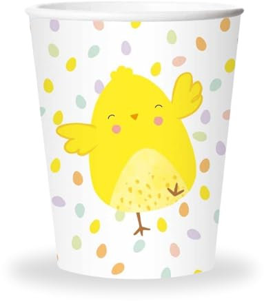 AKH® Easter Paper Cups | Pack of 16 | 9oz Disposable Party Cups | Bunny & Egg Design | Easter Themed Tableware for Kids & Adults | Perfect for Party, Spring Celebrations & Gatherings