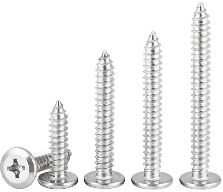Qrity 20 Piezas M6 x 40 mm Tornillos Autorroscante de 304 Acero Inoxidable, Tornillos Phillips de Cabeza Plana para Madera y Mueble