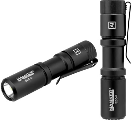 Manker E05 II Hochleistungs-Taschenlampe, EDC-Taschenlampe, einfach zu tragen, für Camping, Wandern (Schwarz, 800 Lumen, NICHIA 519A-V1 4000K R9080)