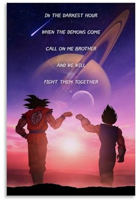 POKKMNJB Anime-Poster, Goku und Vegeta, ästhetischer Leinwand-Kunstdruck, Heimdekoration für Schlafzimmer, Wohnzimmer, 30 x 45 cm, ungerahmt