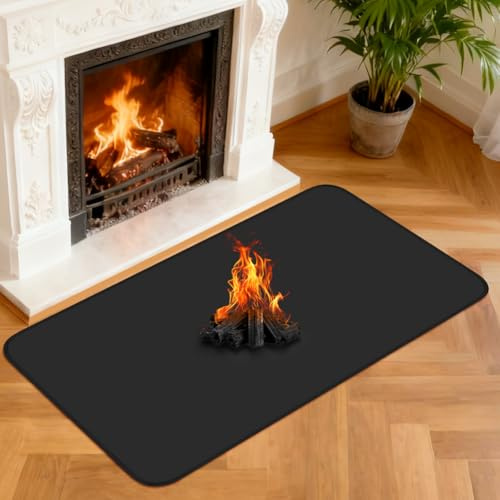 NUTKIT Feuerfeste Unterlage, 120 x 70 cm Funkenschutzplatte Für Kaminofen | Feuerfeste Kaminmatte, Kaminbodenplatte Rechteck, Feuerfeste-Bodenschutzmatte für Kaminöfen Feuerstellen Ofenblech(Schwarz)