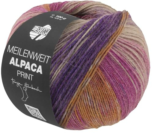 LANA GROSSA Meilenweit 100 Alpaca | Kuschelweiches Alpaka-Sockengarn, im Wollprogramm bis 30°C | Handstrickgarn aus 70% Alpaka & 30% Polyamid | 100g Wolle zum Stricken & Häkeln | 420m Garn FB 2211