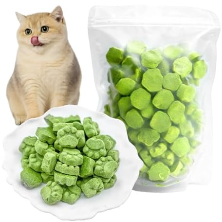 Snack per erba di gatto, 250 g, pronto per la cura dei denti e la rimozione dei gomitoli, erba gatta essiccata in freezer, erba gatta